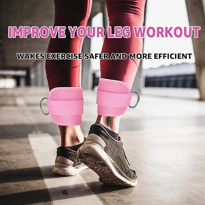 Fitness Ankle Straps for Cable Machine, Kickbacks Glute Workouts, Lower Body Exercises, Adjustable Leg Straps with Neoprene Padding Men Women