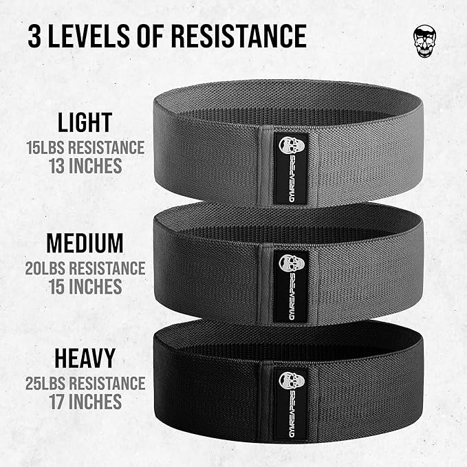Hip Bands for Booty Workouts | Non Slip Fabric Band Set with 3 Levels - Resistance Bands for Legs & Hip - for Men & Women