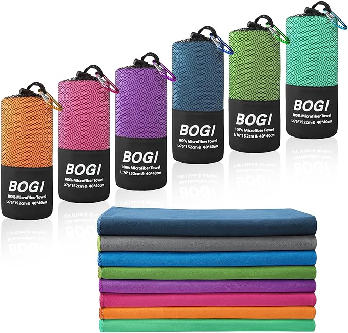 BOGI Microfiber Quick Dry Sports Towel, Purple, 60"x30"+16"x16"