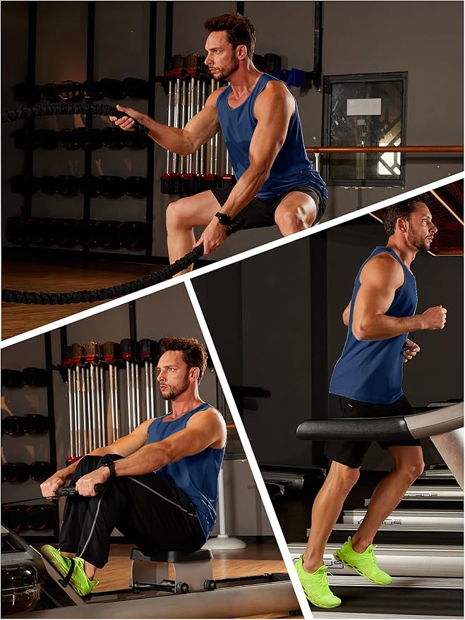 TACVASEN Men's Workout Tank Tops Sleeveless UPF 50+ Summer Sun Shirts Quick Dry for Running Swim Gym Beach