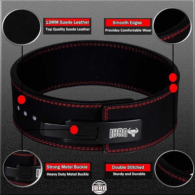 IBRO Powerlifting Lever Gym Belt – Power 8MM, 10MM or 13MM Extreme Heavy Duty Genuine Leather Belts - Squats Deadlifts Bodybuilding Weight Lifting IPF Power Lifting Strongman for Men