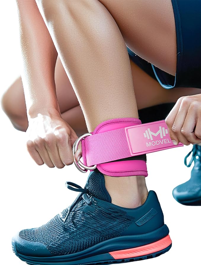 Modvel Gym Ankle Strap for Cable Machines – Glute & Leg Kickback Ankle Straps for Gym Workouts – Adjustable, Padded Support for Strength Training, Weightlifting, Rehab – Men & Women