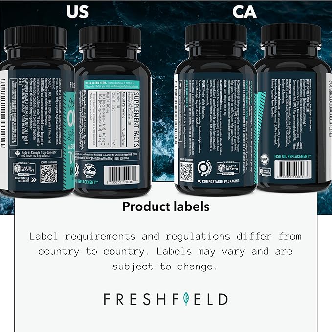 Ocean Saving Omega, Algae Omega 3, DHA Supplement, 2-Month Supply, Sustainably Sourced, Highest Levels of DHA per Capsule (440 mg), w/DPA