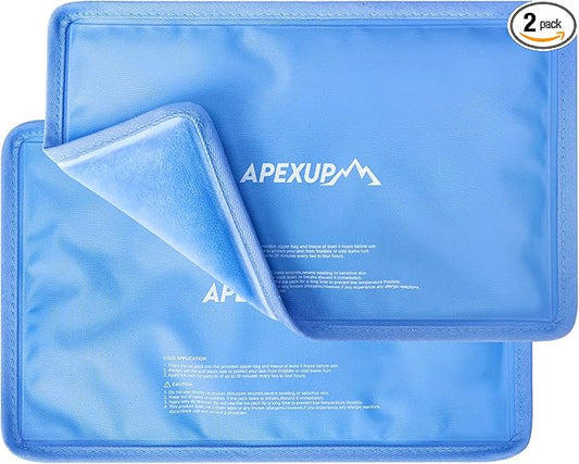 APEXUP Gel Ice Packs for Injuries Reusable, Flexible Double Sided Cold Packs for Injuries, Ice Pack for Knee, Shoulder, Back, Hip, Leg, Arm (Blue, S, 2PK)