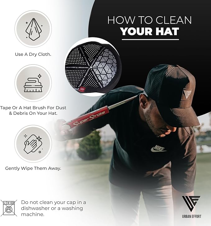 Urban Effort Hydro Performance Hat-Water-Resistant Baseball Cap-Men and Women-Great Snapback for Golf, Adventure,Lake,Workout