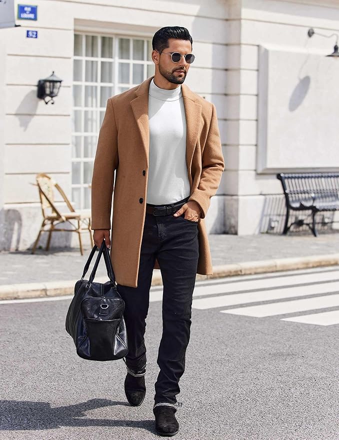 COOFANDY Mens Mock Turtleneck T-Shirts Long Sleeve Solid Color Tees Shirts Basic Casual Slim Fit Pullover T Shirts