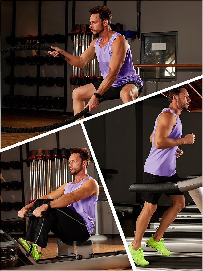 TACVASEN Men's Workout Tank Tops Sleeveless UPF 50+ Summer Sun Shirts Quick Dry for Running Swim Gym Beach