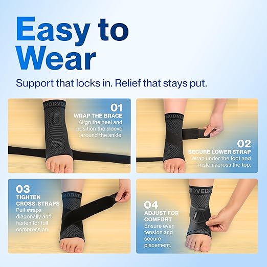 Modvel Foot & Ankle Brace Socks with Adjustable Support Strap – Compression Sleeve for Sprained Ankle, Plantar Fasciitis Relief Tendonitis & Arthritis, Stabilizing Foot & Ankle Support for Women & Men