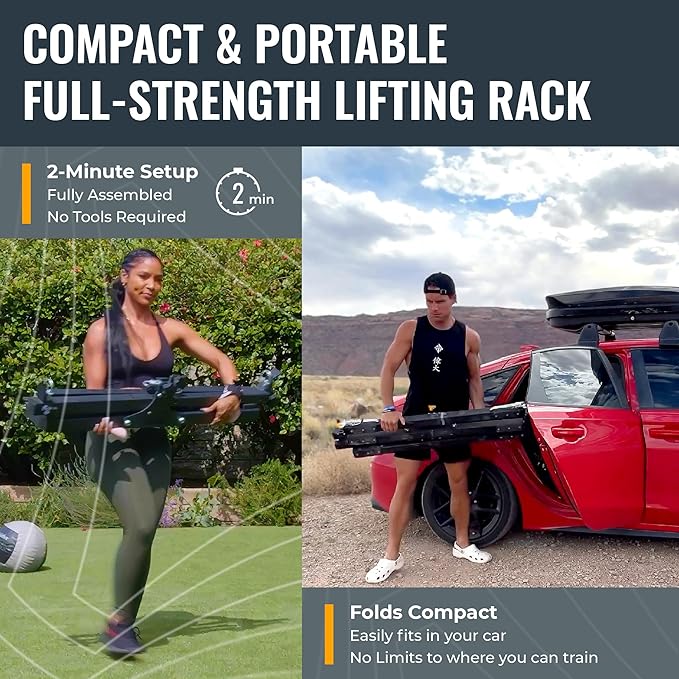 Verse Agile Rack - Portable Multipurpose Squat Rack Bench Press Barbell Rack - Heavy Duty Holds Up To 700lbs - 2 Min Set Up - Folds for Easy Storage - Perfect for Home Gyms & Training Studios