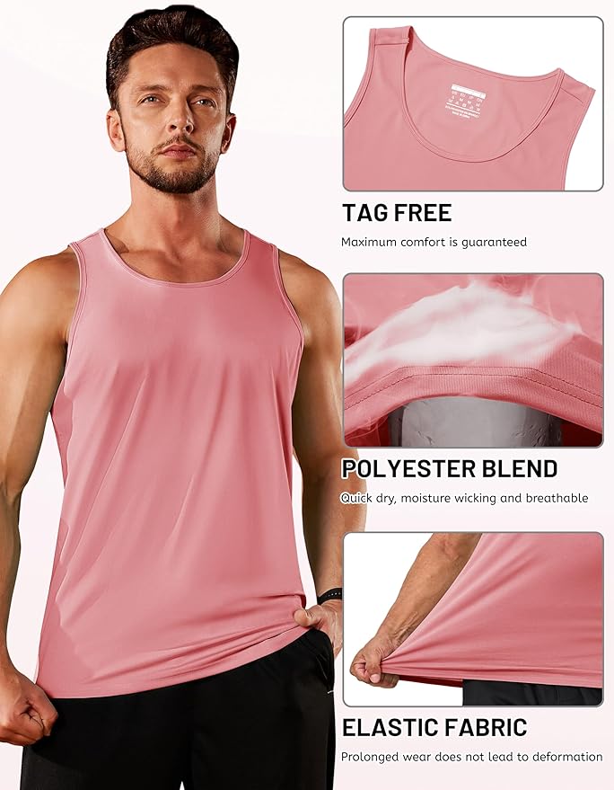 TACVASEN Men's Workout Tank Tops Sleeveless UPF 50+ Summer Sun Shirts Quick Dry for Running Swim Gym Beach
