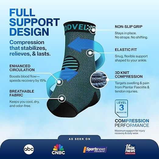 Modvel Foot & Ankle Brace Socks for Sprained Ankle Compression Sleeve - Plantar Fasciitis Relief Brace, Foot Support for pain Women & Men - Tendonitis & Arthritis Feet Sleeve, Stabilizing Ankles Wrap