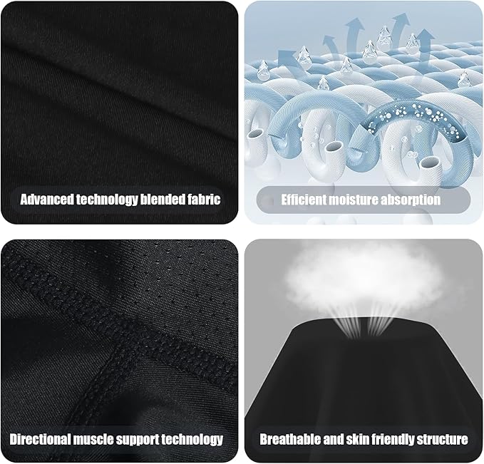 Men's Long Sleeve Compression Shirts Athletic Sport Undershirts Tight Base Layer Tops Rash Guard Workout Running Gym