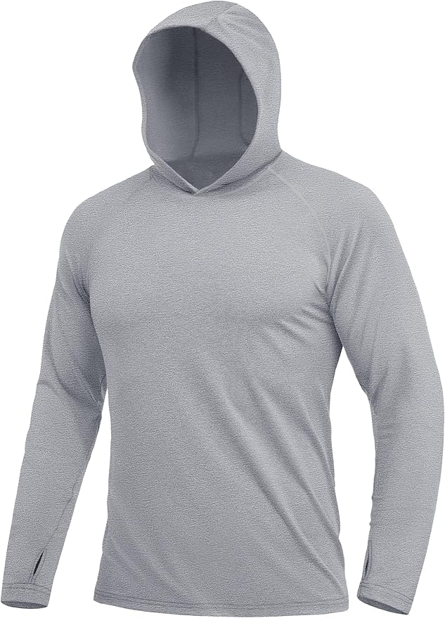 MAGCOMSEN Men's Hooded UPF 50+ Sun Protection T Shirts Long Sleeve Athletic Fishing Shirts Rash Guards