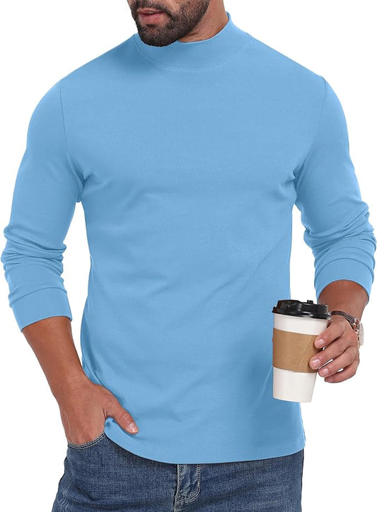 Sailwind Men's Mock Turtleneck Long Sleeve Shirt Cotton Basic Thermal Undershirt Lightweight Pullover
