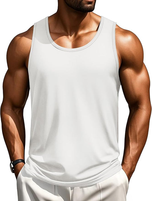 Cotrasen Men's Tank Top UPF 50+ Sleeveless Shirt Cotton Moisture Wicking Casual Gym Workout Shirts Cooling Muscle Tee Shirt