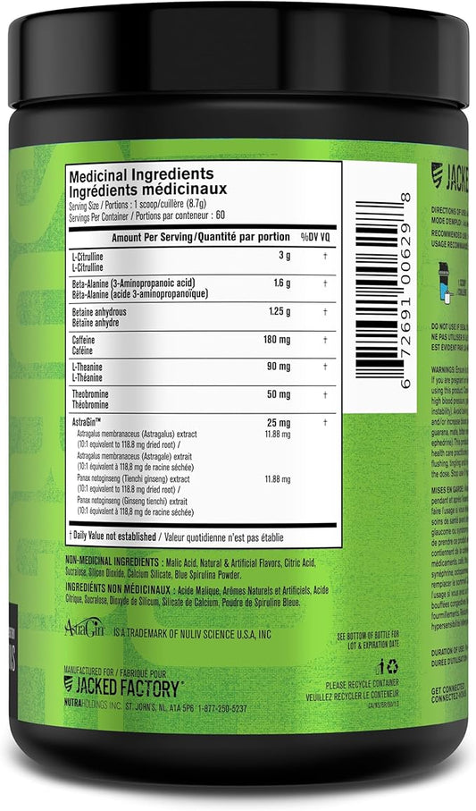 Jacked Factory NITROSURGE Pre Workout Supplement - Energy Booster, Instant Strength Gains, Clear Focus, & Intense Pumps - NO Booster & Powerful Preworkout Energy Powder - 60 Servings, Blue Raspberry