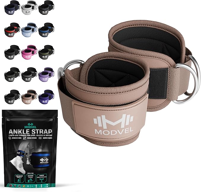 Modvel Gym Ankle Strap for Cable Machines – Glute & Leg Kickback Ankle Straps for Gym Workouts – Adjustable, Padded Support for Strength Training, Weightlifting, Rehab – Men & Women