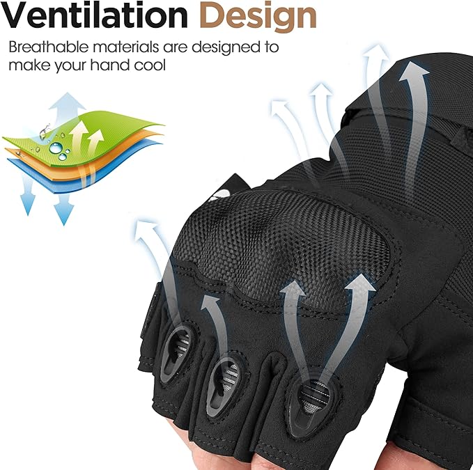 Mossy Oak Fingerless Tactical Gloves for Men and Women- Motorcycle Gloves for Tactical Shooting, Hunting, Cycling and Hiking