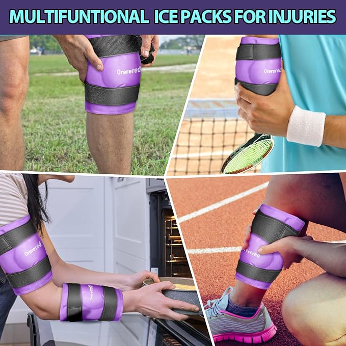 Knee Ice Pack Wrap for Injuries Reusable, Cold Packs for Knee Elbow Pain Relief for Replacement Surgery, Swelling, Meniscus Tear, ACL, Sports Injuries, Bruises and Arthritis Purple