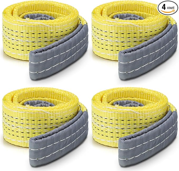4 Pcs Lift Sling Straps Heavy Duty Web Slings Straps Polyester Nylon for Hoist Car Outdoor Using