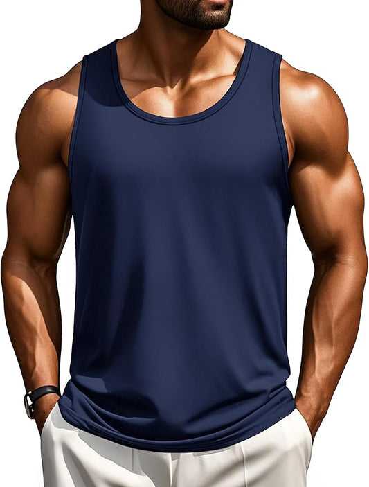 Cotrasen Men's Tank Top UPF 50+ Sleeveless Shirt Cotton Moisture Wicking Casual Gym Workout Shirts Cooling Muscle Tee Shirt