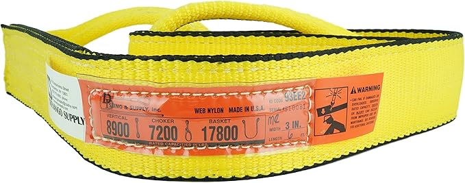 DD Sling (USA Made). 3" x 18', 2 Ply, Nylon Lifting Slings, Master Edge, Eye & Eye, Heavy Duty, 8900 lbs Vertical, 7200 Choker, 17800 Basket Load Capacity (3" x 18')