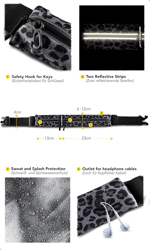 Fitgriff® Running Belt for Men & Women - Secure Jogging Pouch for Phone, Keys & Essentials - For All Cell Phones