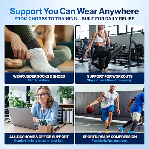 Modvel Foot & Ankle Brace Socks for Sprained Ankle Compression Sleeve - Plantar Fasciitis Relief Brace, Foot Support for pain Women & Men - Tendonitis & Arthritis Feet Sleeve, Stabilizing Ankles Wrap