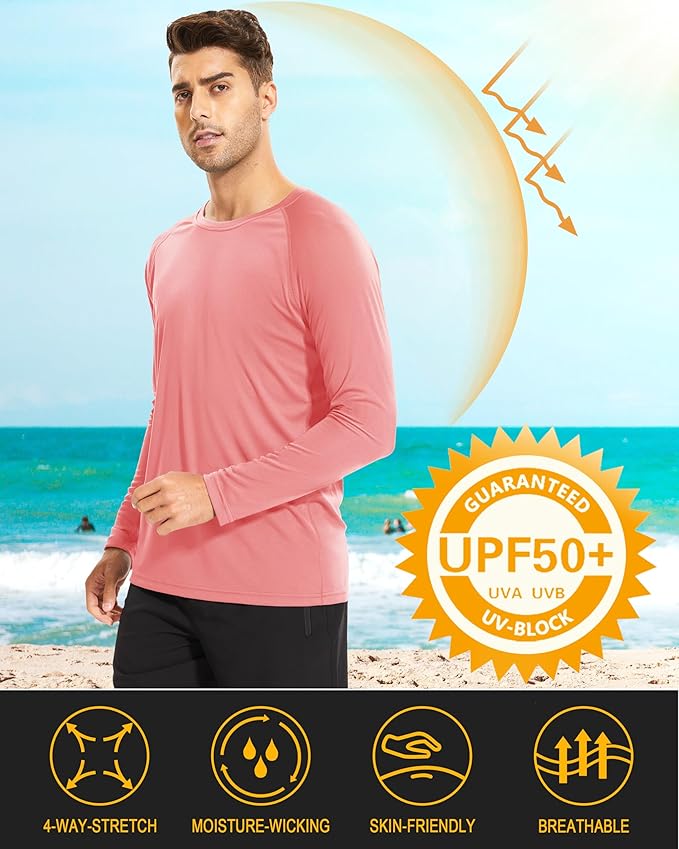 MAGCOMSEN Men's Long Sleeve Shirts UPF 50+ UV Sun Protection Athletic Shirts for Hiking Running Workout Rash Guard