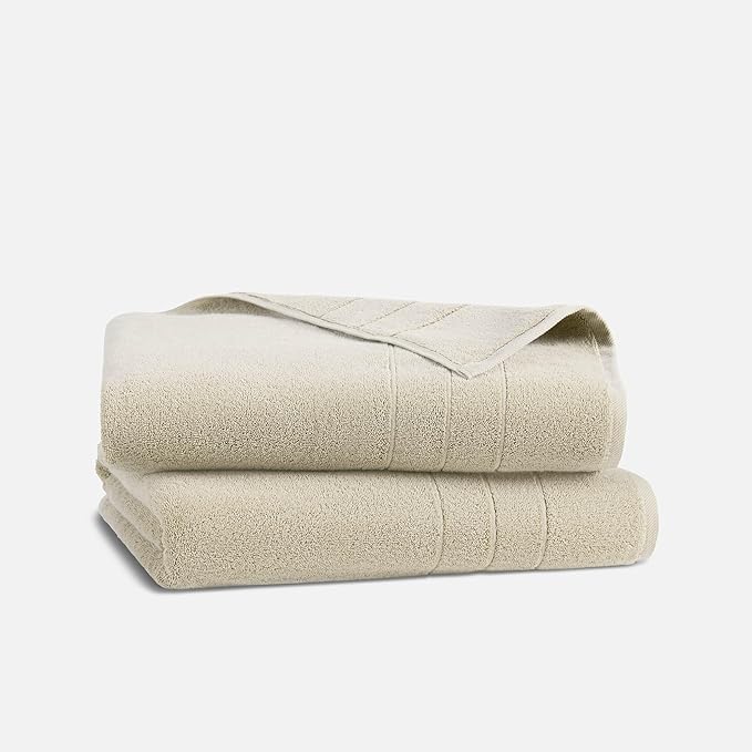 Brooklinen Super-Plush Turkish Cotton Bath Sheets Set of 2 Cotton, 820 GSM, Highly Absorbent, Machine Washable, Perfect for Home & Bathroom (40" x 65", Stone Beige)