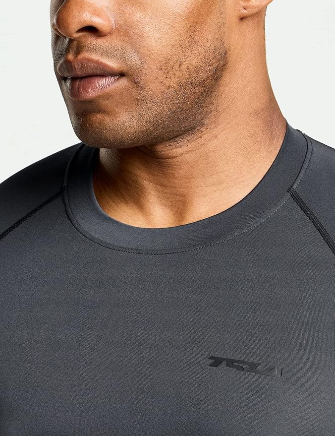 TSLA Men's UPF 50+ Compression Shirts, Cool Dry Long Sleeve Athletic Tops, Sports Baselayer Workout Shirt