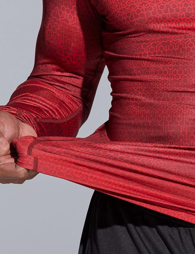 TSLA Men's UPF 50+ Compression Shirts, Cool Dry Long Sleeve Athletic Tops, Sports Baselayer Workout Shirt