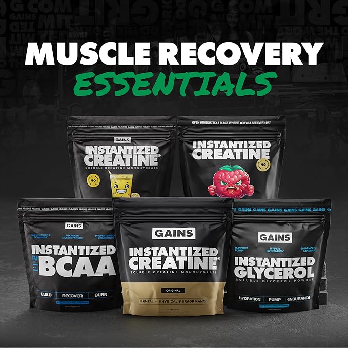 Gains in Bulk L-Glutamine, Gluten Free Glutamine Powder for Muscle Recovery and Growth, Post Workout Support, Amino Acid Supplement, Promotes Protein Synthesis, Non GMO, Unflavored, 90 Servings