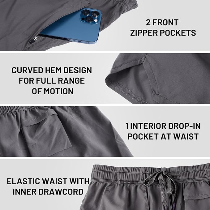 MIER Men's Workout Running Shorts Quick Dry Active 5 Inches Shorts with Pockets, Lightweight, Breathable