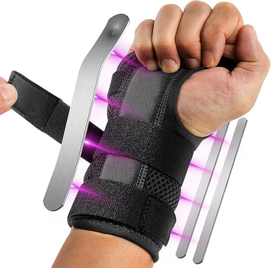 Carpal Tunnel Wrist Brace Night Support with 3 Metal Splints for Sleeping and Soft Thumb Opening, Adjustable Wrist Support Hand Brace for Tendonitis Arthritis Sprains, 1 Unit, Right Hand