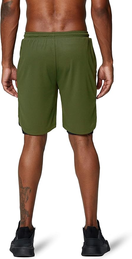 Pinkbomb Men's 2 in 1 Running Shorts Gym Workout Quick Dry Mens Shorts with Phone Pocket