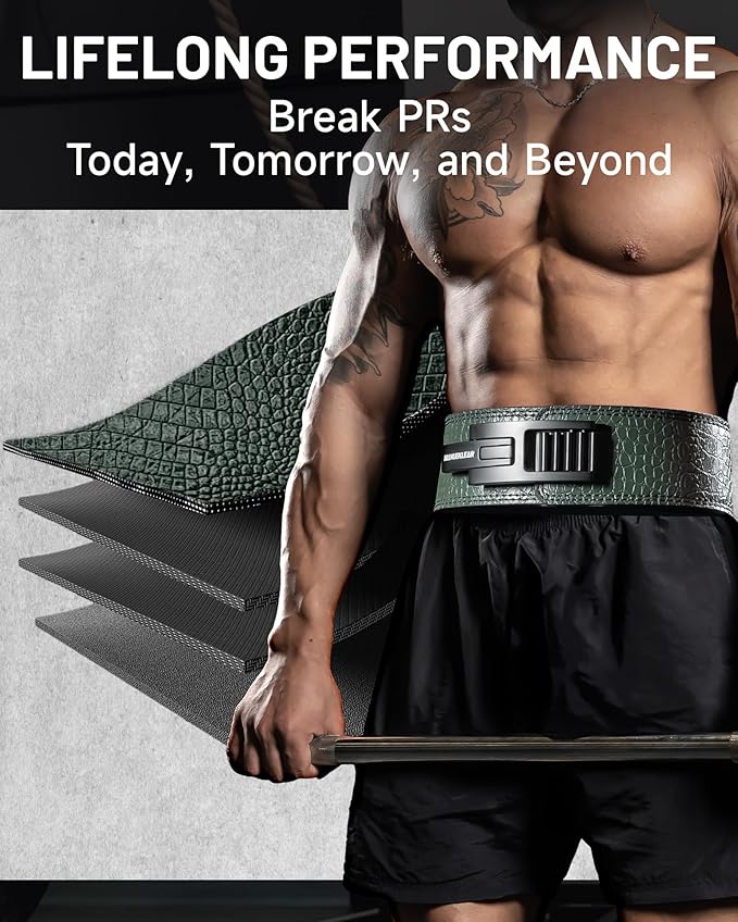 MANUEKLEAR Lifting Belt Lever for Men Women, 10mm Quick Locking Lever Belt Weightlifting with Adjustable Buckle, Lever Weight Lifting Belt for Powerlifting & Deadlifts