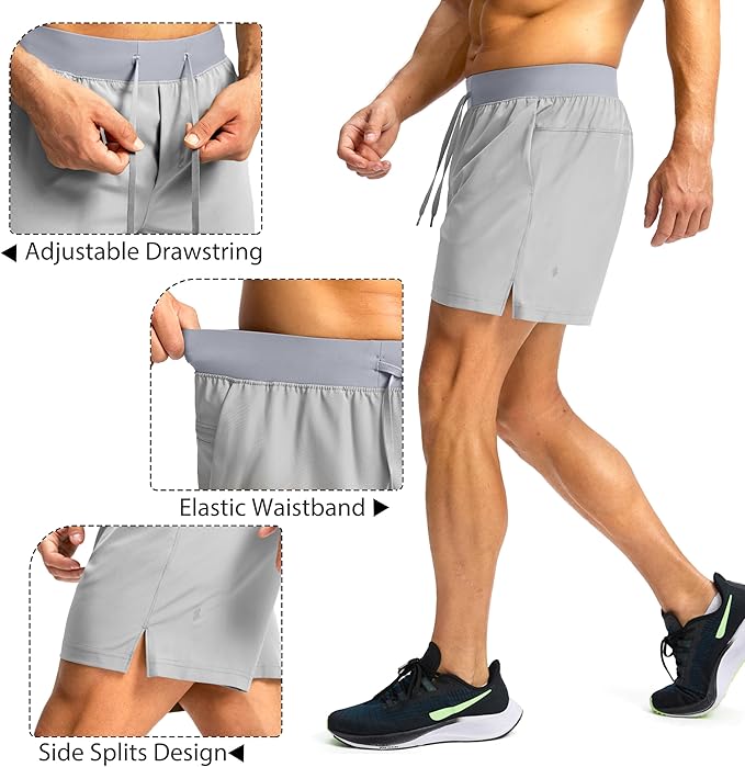 Men's Running Shorts with Zipper Pockets 9 Inch/ 7 Inch / 5 Inch Lightweight Quick Dry Gym Workout Athletic Shorts for Men