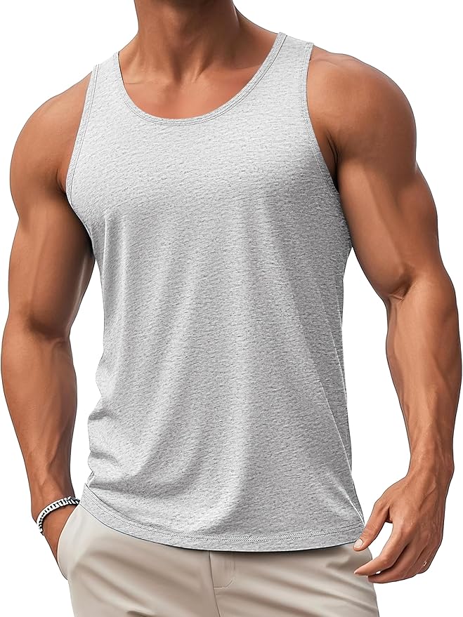 MAGCOMSEN Mens Workout Tank Tops Undershirt Cotton Muscle Athletic Sleeveless Shirts for Gym