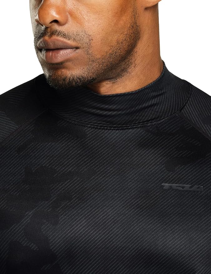 TSLA Men's Thermal Long Sleeve Compression Shirts, Mock/Turtleneck Winter Sports Running Base Layer Top