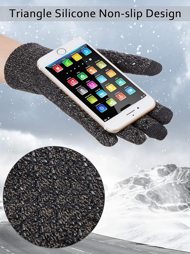 SATINIOR 4 Pairs Winter Knit Touchscreen Gloves Warm Texting Gloves Elastic Anti-slip for Adults