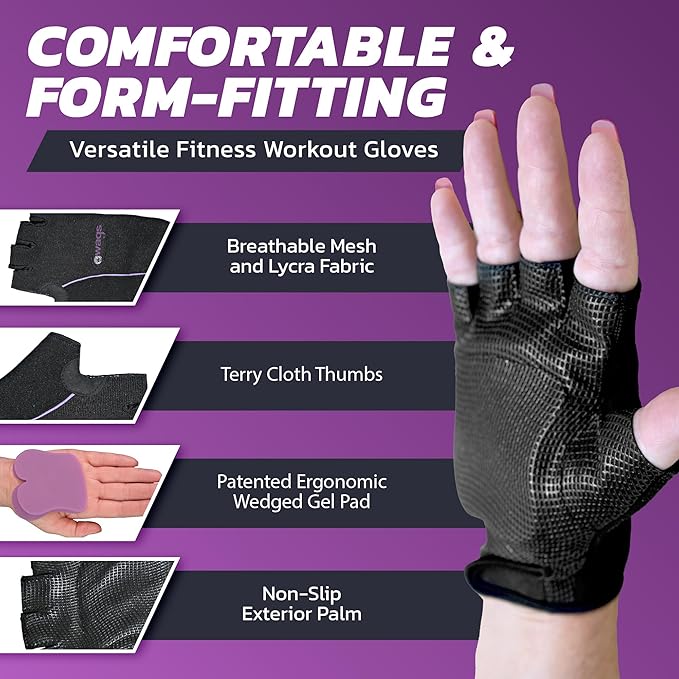 Fitness Gloves for Women & Men with Wrist Support, Workout & Strength Training Gloves, Gym Accessories for Ladies/Men, & Weight Lifting Gloves