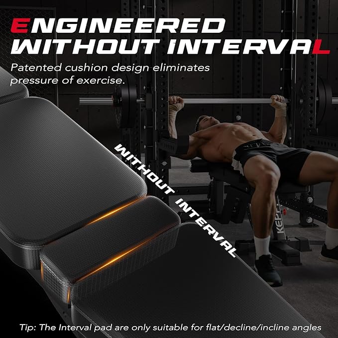 KeppiFitness Weight Bench, Workout Bench for Home Gym with 1600LBS Capacity, Gym Bench for Bench Press Strength Training, Adjustable Incline Flat Decline Sit Up Bench Exercise at Home - Bench4000 Ultra