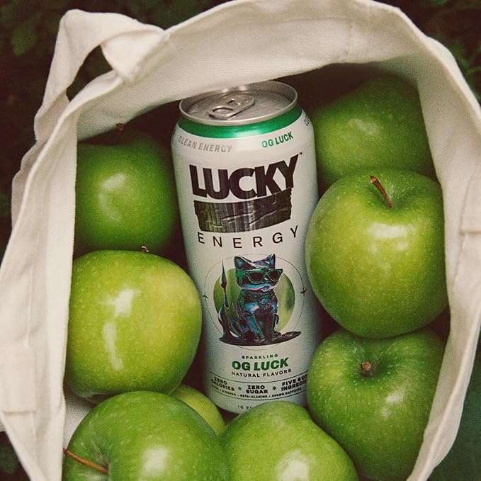 Lucky Energy Sugar Free Energy Drinks 16 Fl Oz Cans (Pack of 10) Healthy Energy Drink Variety Pack with Maca, Ginseng, Taurine, Beta-Alanine, 200mg Caffeine (Packaging may vary).