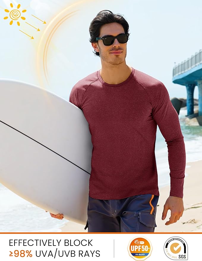 MAGCOMSEN Men's Long Sleeve Shirts UPF 50+ UV Sun Protection Athletic Shirts for Hiking Running Workout Rash Guard
