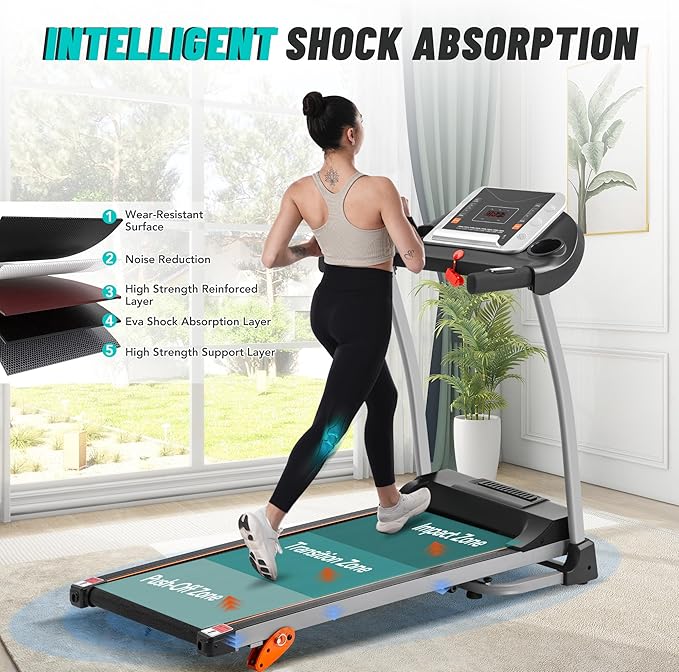 Merax Incline Treadmill with Handle, 3-in-1 Portable Treadmills for Home and Office, Foldable Treadmills with 300 Lbs Weight Capacity, 3.0HP Quiet Walking Treadmill, Quick Speed Button