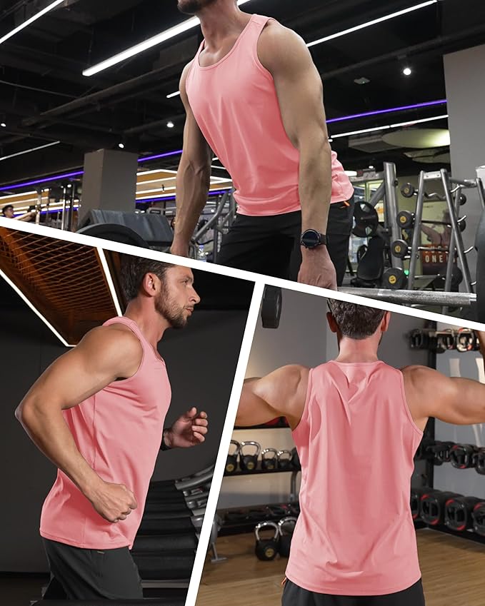 MAGCOMSEN Men's UPF 50+ Tank Top Quick Dry Summer Workout Muscle Sleeveless Shirts for Swim Beach Bodybuilding