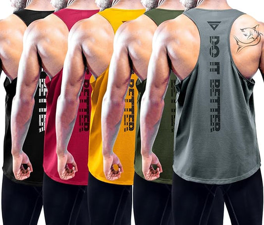 Boyzn Men's 1, 3 or 5 Pack Y-Back Workout Tank Tops, Athletic Muscle Gym Tank Tops, Fitness Bodybuilding Sleeveless T-Shirts