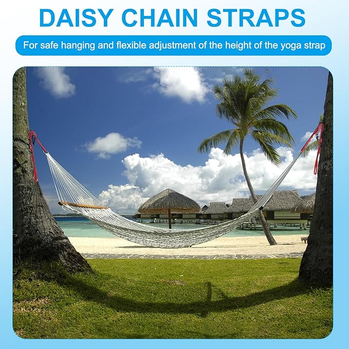 PATIKIL Daisy Chain Straps, Strong Climbing Strap Adjustable Nylon Chain Sling with Loops for Aerial Yoga Hammock Swing