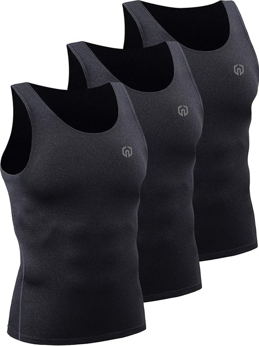 NELEUS Men's 3 Pack Dry Fit Compression Tank Top